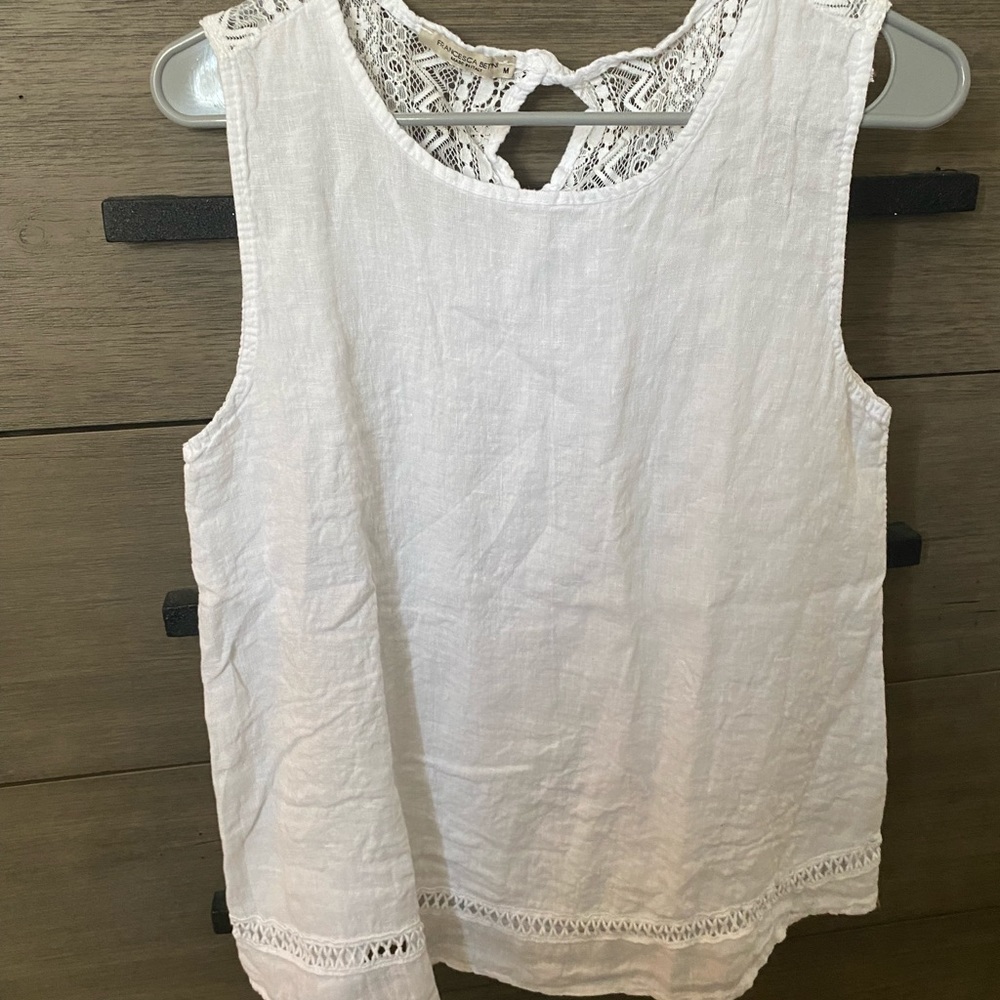 White linen tank top